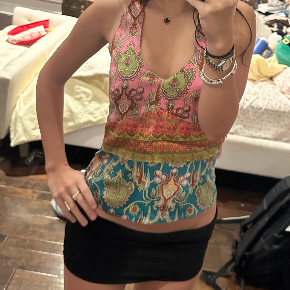 Vintage 2000s colorful halter top! Size small.
